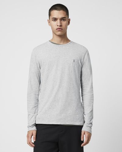 AllSaints Tonic Long Sleeve Crew T-shirt - Grey