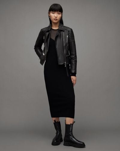 AllSaints Leoni Slim-fit Leather Biker Jacket - Black