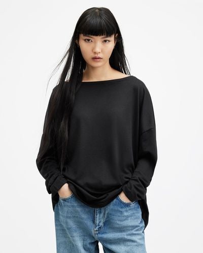AllSaints Rita Loose And Oversized Long Sleeve Dropped Shoulder T-shirt, - White