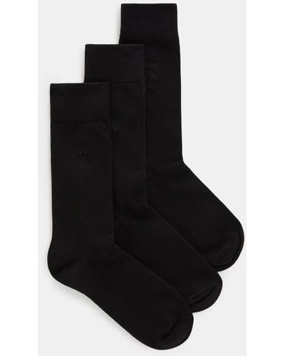 AllSaints Adan Ramskull Embroidered Socks 3 Pack - Black