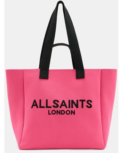 AllSaints Izzy Logo Print Knitted Tote Bag - Pink