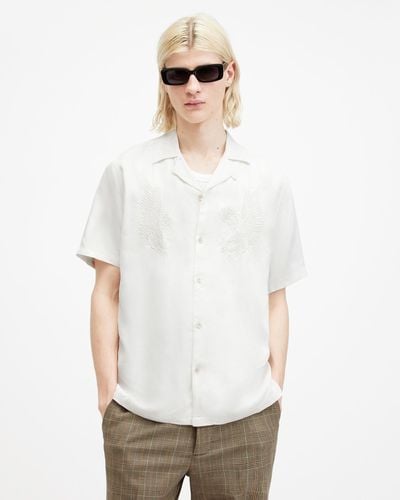 AllSaints Aquila Embroidered Relaxed Fit Shirt, - White