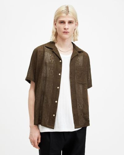 AllSaints Caleta Lace Relaxed Fit Shirt, - Brown