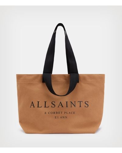 AllSaints Women's Women's Leather Ali Canvas Tote Bag Brown And Black/black