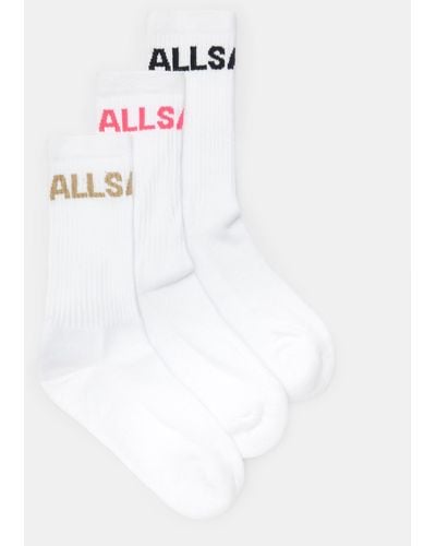 AllSaints Jae Logo Socks 3 Pack - White