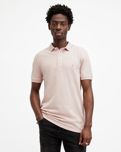 AllSaints Reform Short Sleeve Polo Shirt, - Natural