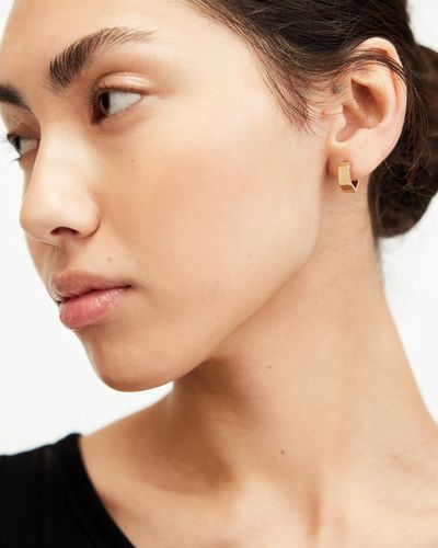 AllSaints Alex Small Hexagon Hoop Earrings - Natural