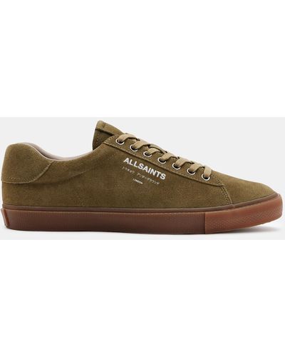 AllSaints Underground Suede Low Top Trainers - Green