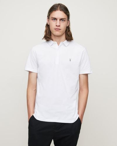 AllSaints Cotton Regular Fit Brace Short Sleeve Polo Shirt, - White