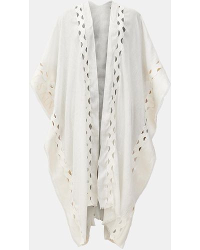 AllSaints Clarissa Logo Print Ruana Scarf - White