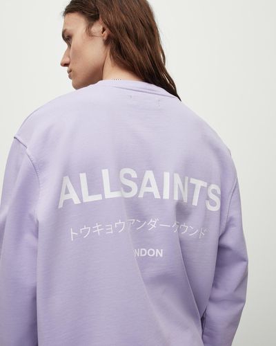 AllSaints Underground Oversized Crew Sweatshirt - Purple