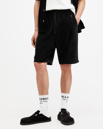 AllSaints Felix Relaxed Fit Towel Shorts - Black
