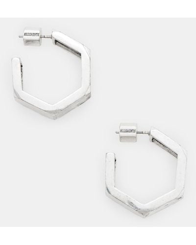 AllSaints Alex Hexagon Hoop Earrings - Natural