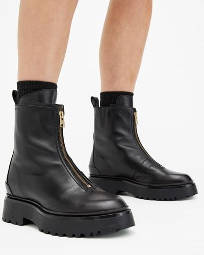 AllSaints Ophelia Chunky Leather Chelsea Boots - Black