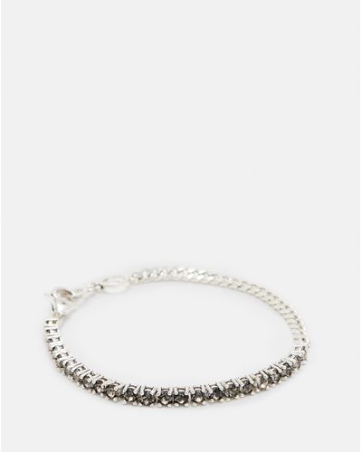 AllSaints Della Crystal Curb Chain Bracelet - White