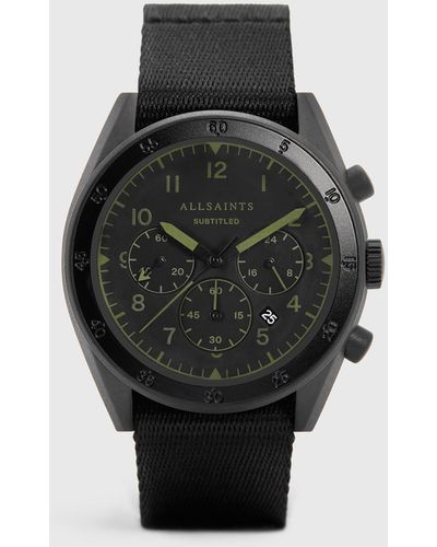 AllSaints Stainless Steel And Nylon Subtitled Ii Watch - Black