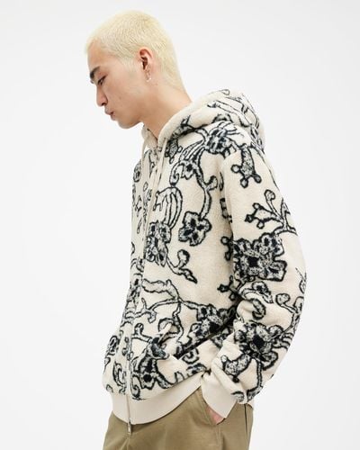 AllSaints Tuscon Zip Up Printed Hoodie, - White