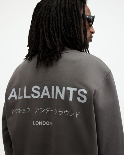 AllSaints Underground Oversized Crew Neck Sweatshirt - Grey