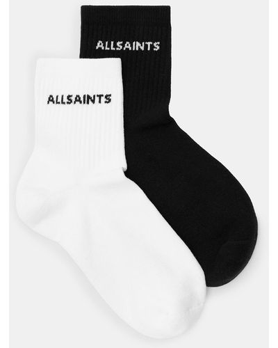 AllSaints Joss Logo Ankle Socks 2 Pack - Black
