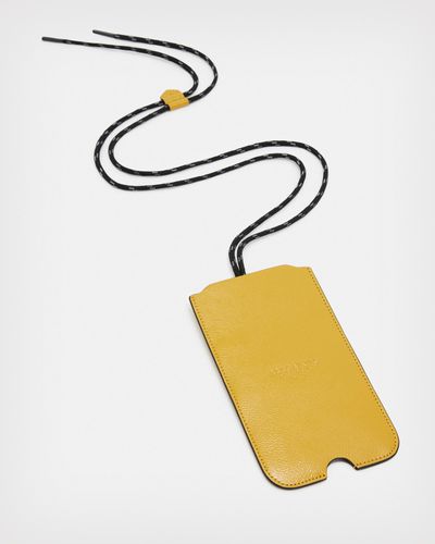 AllSaints Cybele Leather Phone Holder - Metallic