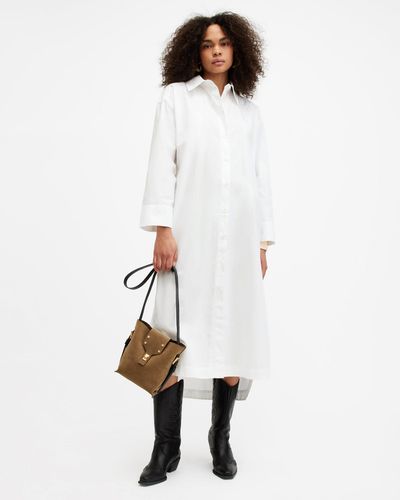 AllSaints Imogen Maxi Shirt Dress, - White