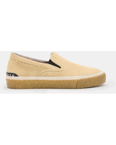 AllSaints Navaho Suede Slip On Trainers - Natural