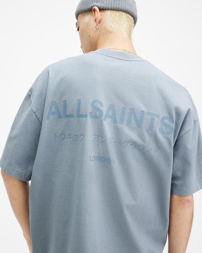 AllSaints Underground Oversized Crew Neck T-shirt, - Blue