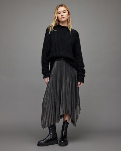 AllSaints Lerin Metallic Skirt - Black
