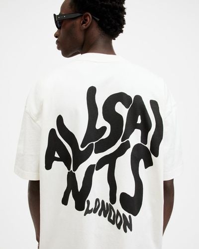 AllSaints Orlando Logo Print Oversized T-shirt, - White