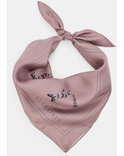 AllSaints Escalera Silk Heart Print Bandana - Pink