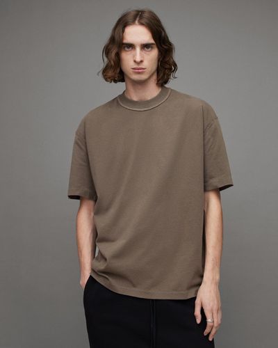 AllSaints Isac Oversized Crew Neck T-shirt, - Natural