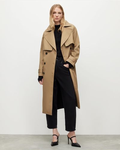 AllSaints Mixie Contrast Trench Coat - Brown