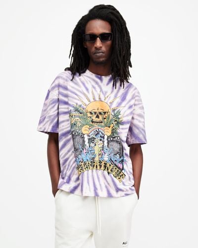 AllSaints Fest Tie Dye Graphic Oversized T-shirt, - White