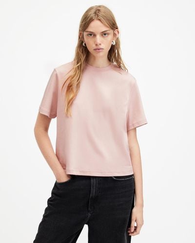 AllSaints Lisa Oversized Boxy Crew Neck T-shirt, - Pink