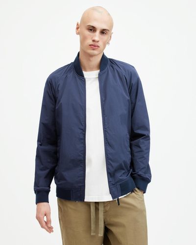 AllSaints Waylan Ramskull Embroidered Bomber Jacket - Blue