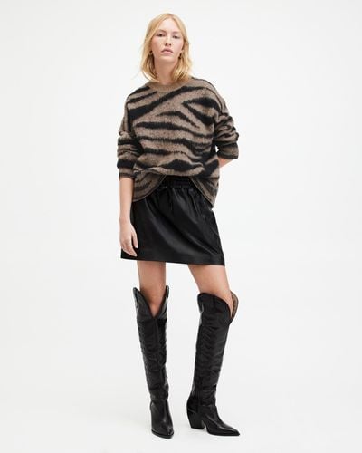 AllSaints Tessa Tiger Stripe Jacquard Sweater - Black