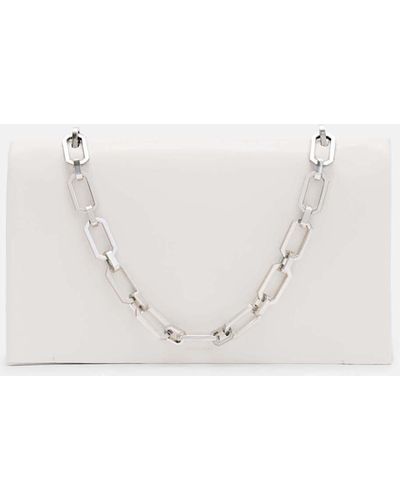 AllSaints Akira Leather Removable Chain Clutch Bag - White