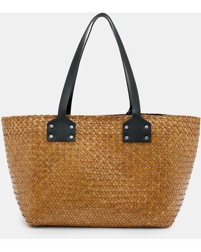 AllSaints Mosley Straw Tote - Brown