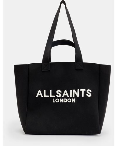 AllSaints Izzy Logo Print Knitted Tote Bag, - Black