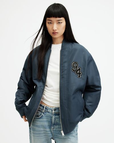 AllSaints Scout Oversized Tiger Bomber Jacket - Blue