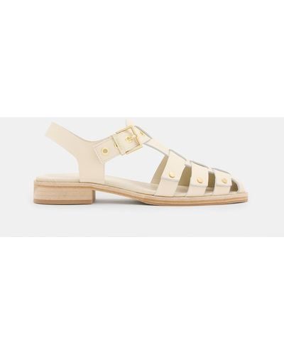 AllSaints Nelly Studded Leather Sandals, - Natural