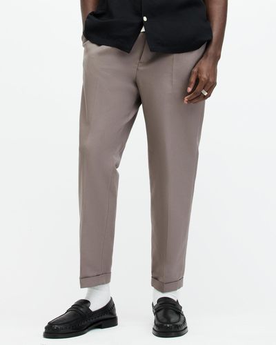 AllSaints Tallis Slim Fit Cropped Trousers - Grey
