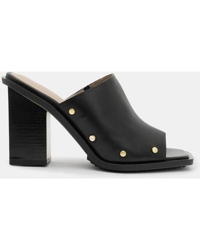 AllSaints Kelly Stud-embellished Heeled Leather Mules - Black
