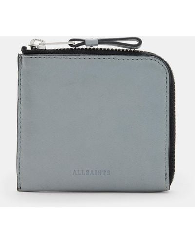 AllSaints Artis Zip Around Leather Wallet - Grey