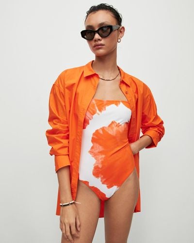 AllSaints Catriona Mariana Bandeau Swimsuit, - Orange