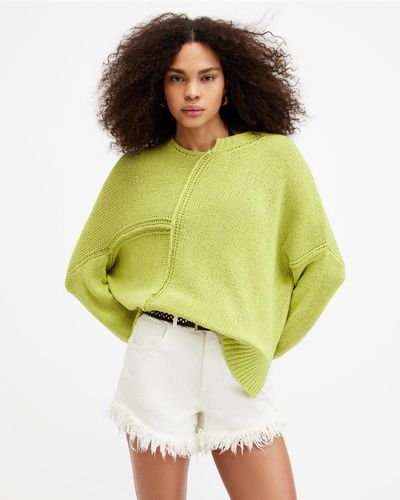 AllSaints Lock Slub Asymmetric Relaxed Fit Sweater, - Yellow