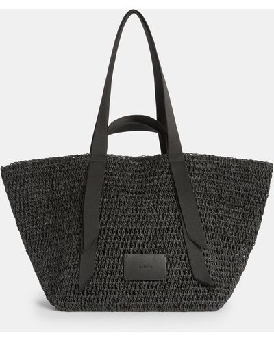 AllSaints Jacqueline Straw Tote Bag - Black
