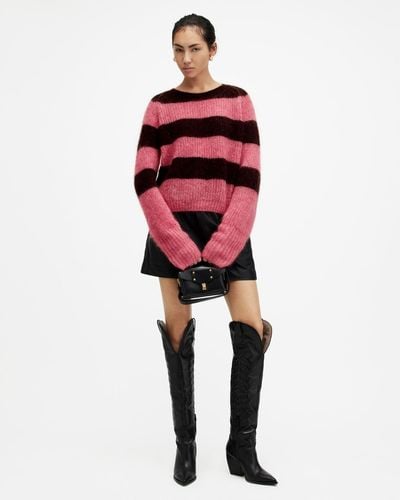 AllSaints Lana Brushed Striped Sweater - Red