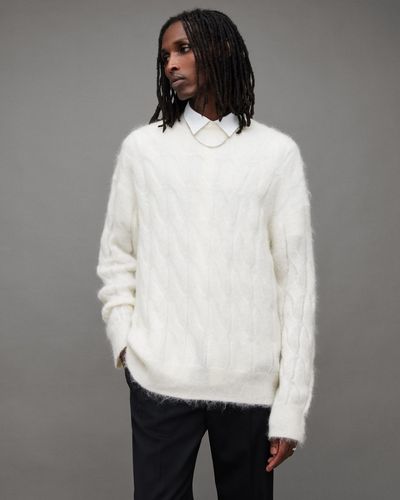 AllSaints Kosmic Cable Knit Relaxed Fit Jumper - White