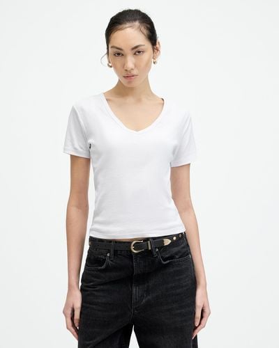 AllSaints Evie V-neck Short Sleeve T-shirt, - White
